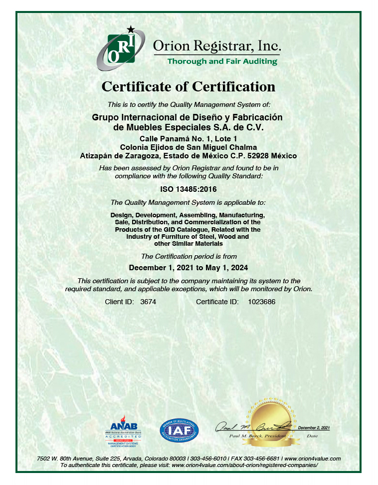 Gidsa certificaciones